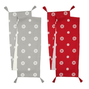 Weihnachtstischläufer, roter Tischläufer, grauer Tischläufer, Schneeflocke Tischläufer, festliche Tischwäsche, Weihnachtstischdekoration, Baumwollläufer