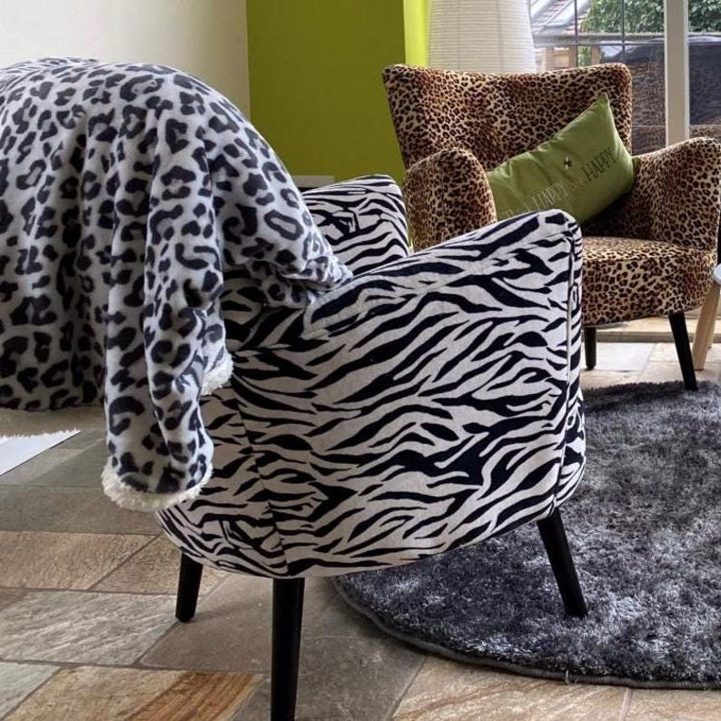 zebra animal print velvet armchair