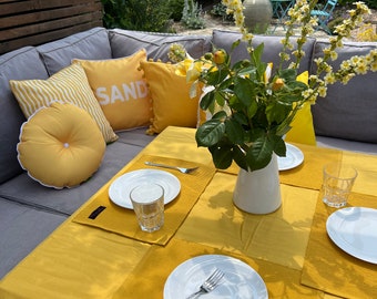 Cotton Place Mats, Set of Four, Cotton Ribbed Placemats for Home and Garden, Coloured Placemats