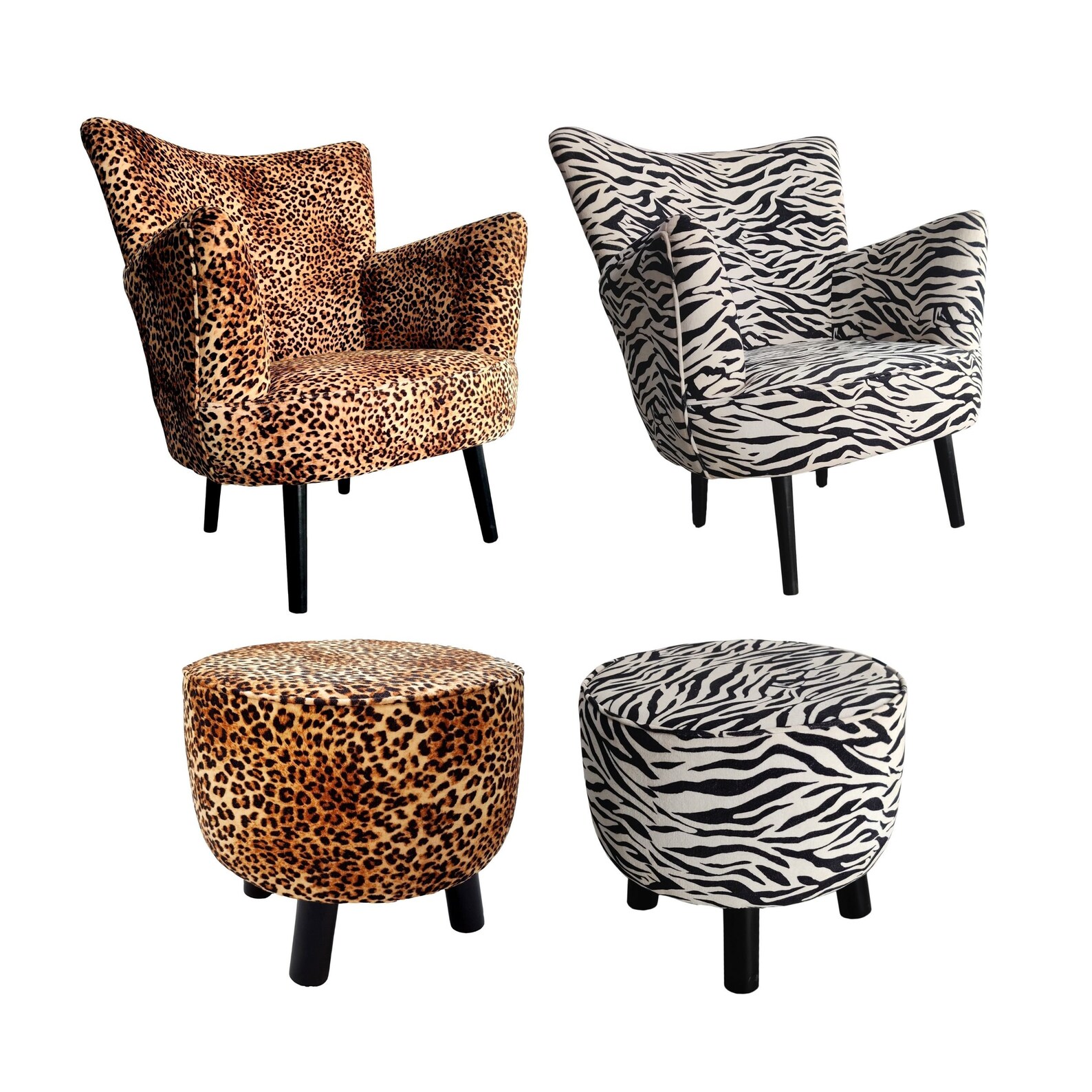 Animal Print Velvet Armchair and Footstool Leopard Print Etsy