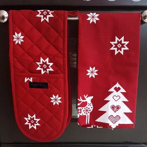 Double Oven Mitt - Red Robins