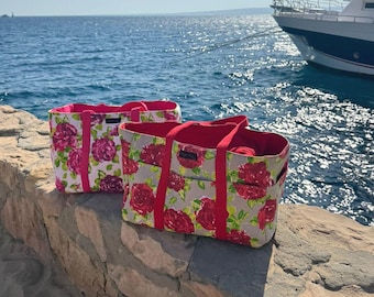 Floral Tote Beach Bag, Summer Holdall, Travel Bag, Ladies Tote Bag, Changing Bag