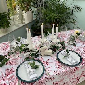 Christmas Table Cloth, Christmas Napkins, Xmas Cotton Napkins, Christmas Tablecloth, Festive Table Linen, Holidays Table Decor, Ragged Rose