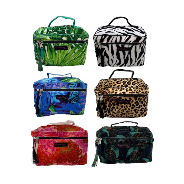 Vanity Case, Vanity Bag, Velvet Makeup Bag, Wash Bags For Women, Velvet Cosmetic Bag, Leopard Print Makeup Bag, Zip Up Makeup Bag, Floral