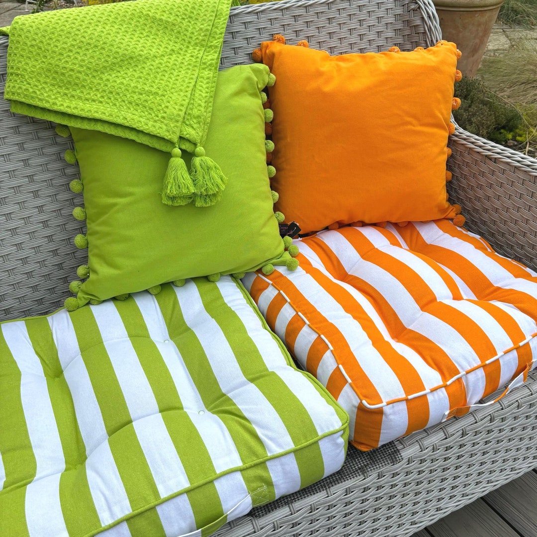 アウトドア寝具 Pasand Cotton Stripe Seat Cushion Cabana Stripe Blue & White Patio Outdoor Deep Seating