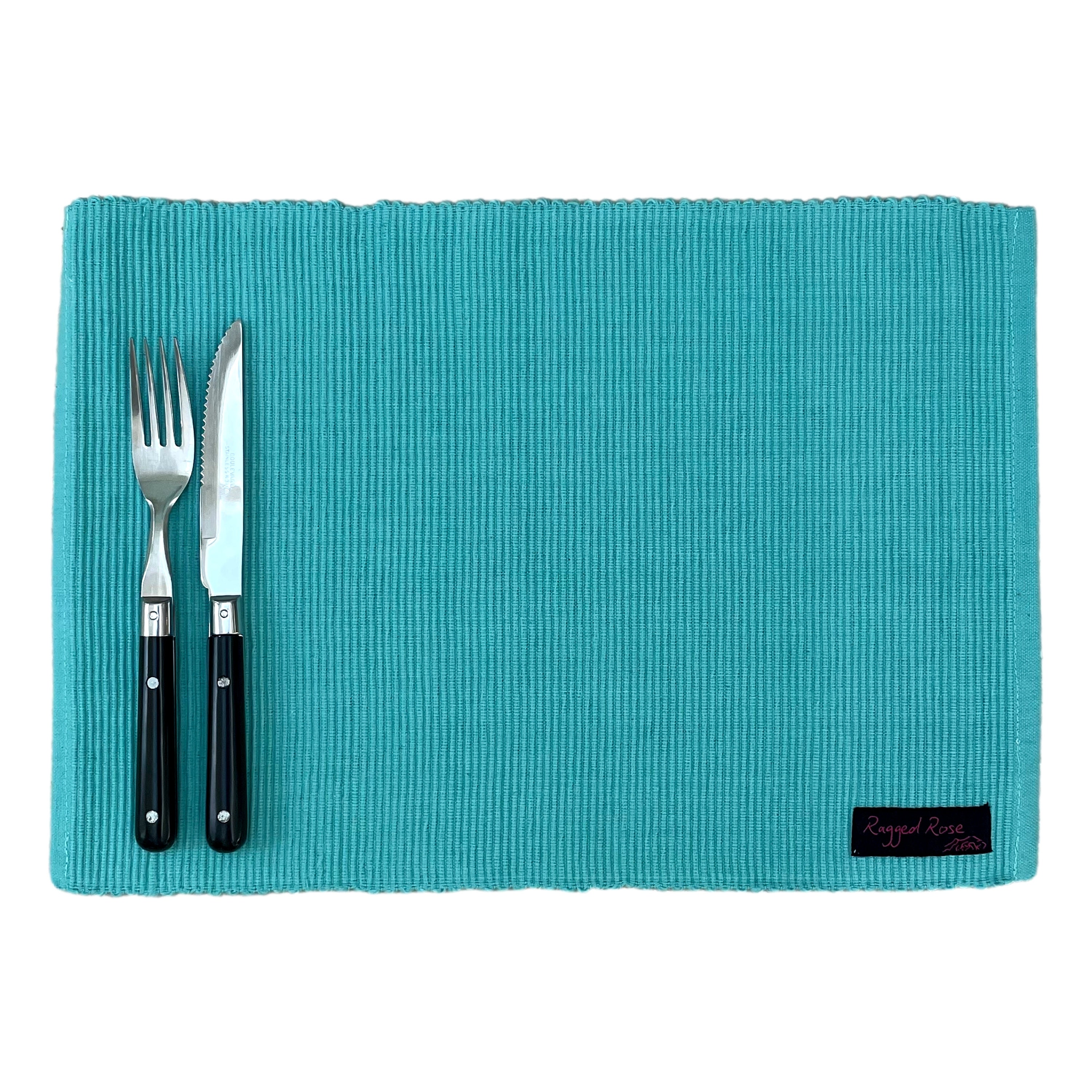 Colourful Ribbed Placemats Set, Pack Of 4 Place Mats, Cotton Table Placemat Set