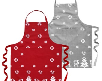 Christmas apron for women and men, perfect festive cotton apron for cooking or as a Christmas gift