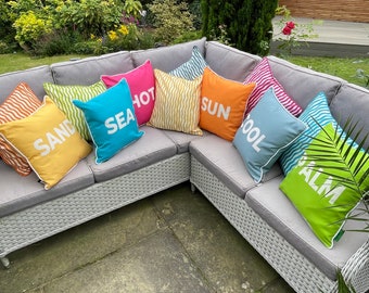 Outdoor Cushion, Furniture And Decor, Waterproof Garden Cushions, Summer Slogan Cushions, Colorful Throw Pillows,Summer Garden Decor,Sunroom