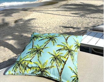 Botanical Print Outdoor Cushion, Tropical Palm Decor, Weather Resistant