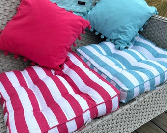 Bold Stripe Outdoor Box Seat Cushions, Garden Cushion, Chunky Box