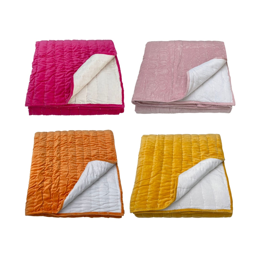 Velvet Bedspread, Quilted Bedspread, Velvet Quilt, Superking Bedspread