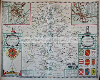 Yorkshire Full Size Printed Replica John Speed c.1610 Old Map  UNIQUE GIFT IDEA 