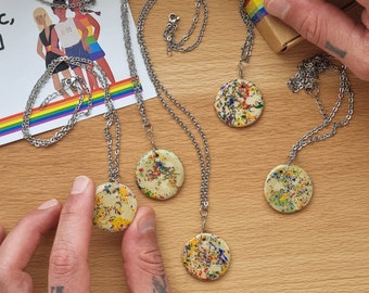 Celebrate Pride | handmade clay pendant |  LGBTQ Necklace |  LGBT Keychain | LGBTQ gift | Queer necklace |  Pride Necklace | Lesbian gift