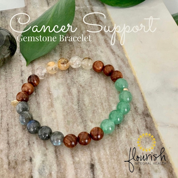 CANCER SUPPORT Gemstone Bracelet\Beaded Stretch Bracelet\Gift for Cancer Patient\Gift for Chemotherapy Patient\Gift for Radiation Patient