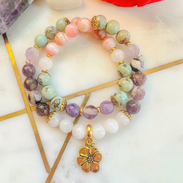 MOTHER'S PEACE of MIND Gemstone Mala Bracelet\Crystal Healing Bracelet\Mother's Day Gift\Gift New Mom\Mother's Gift\Baby Shower Gift\Love