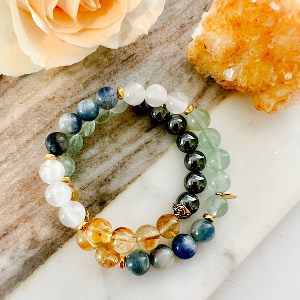 POSITIVE OPPORTUNITIES Gemstone Mala Bracelet\Crystal Healing Mala\Good Vibes Bracelet\Healing Stones\Healing Bracelet\Intentional Bracelet