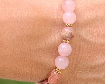 Unconditional Love Gemstone Bracelet/Rose Quartz/New Baby Keepsake Gift/Bridesmaid Gift/Flower Girl Present/Gift for Her/Birthday Gift