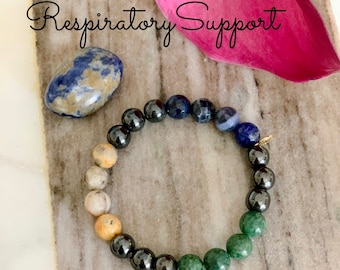 RESPIRATORY SUPPORT Gemstone Bracelet\Asthma Support Bracelet\Gift for Lung Cancer Patient\Pneumonia Support Bracelet \Asthma Heal Bracelet
