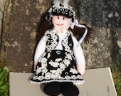 Handmade, Hand Knitted, Pearly Queen, Art, Doll, In Lace And Faux Pearl, Costume, Cockney, Tradition, Gift, Present, Display, Collectible