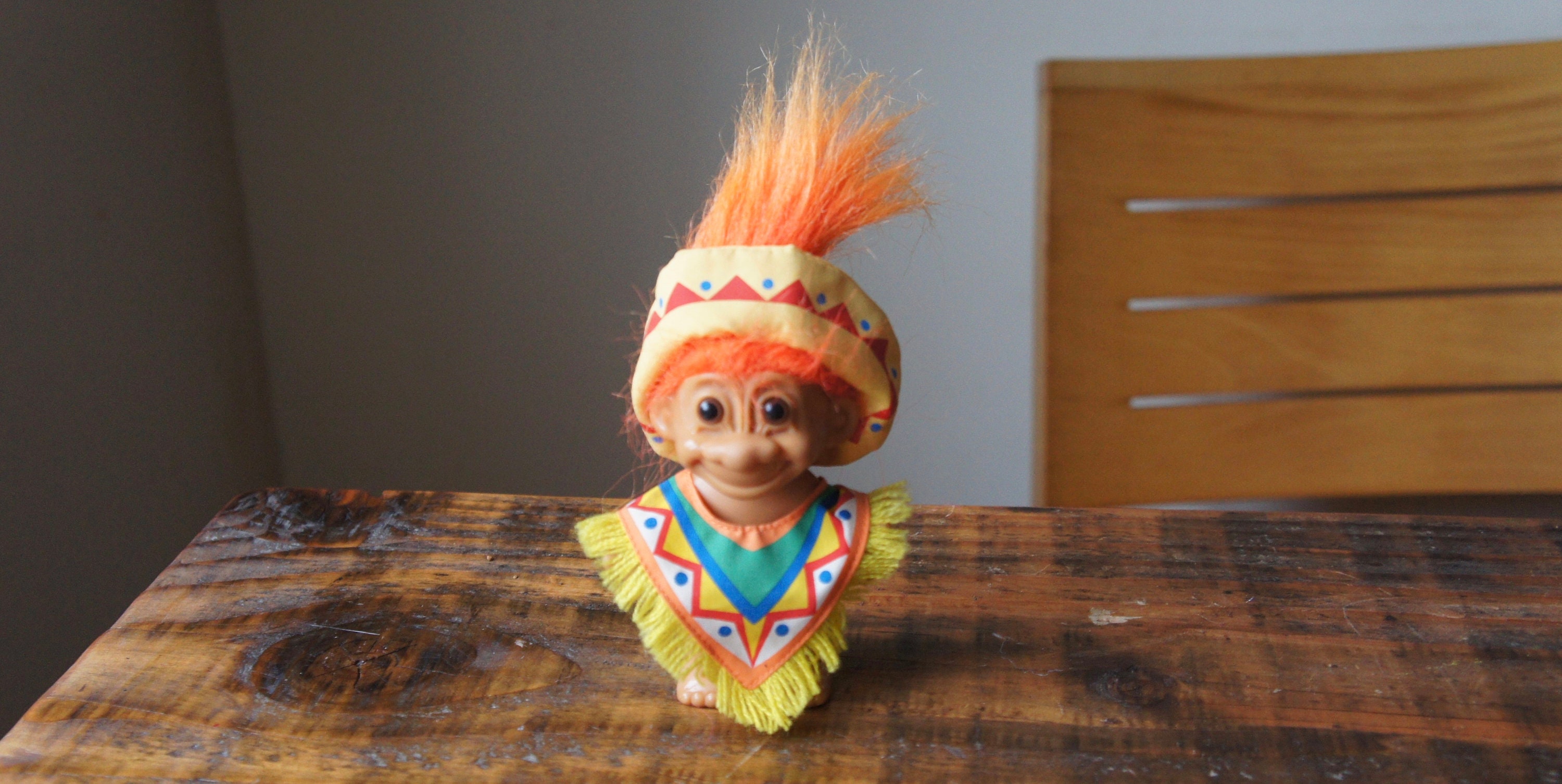 Vintage 1980s 1990s Russ Orange Hair Troll Mexican With
