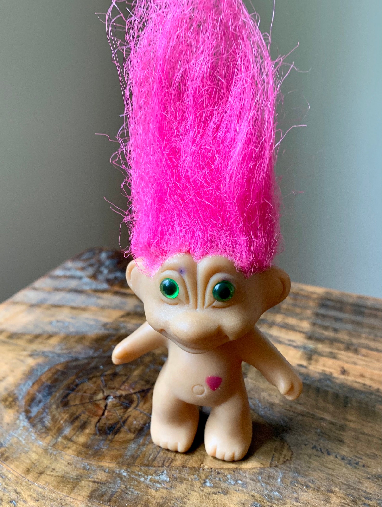 Vintage 1980s 1990s Pink Hair Troll Doll Heart Shape on - Etsy