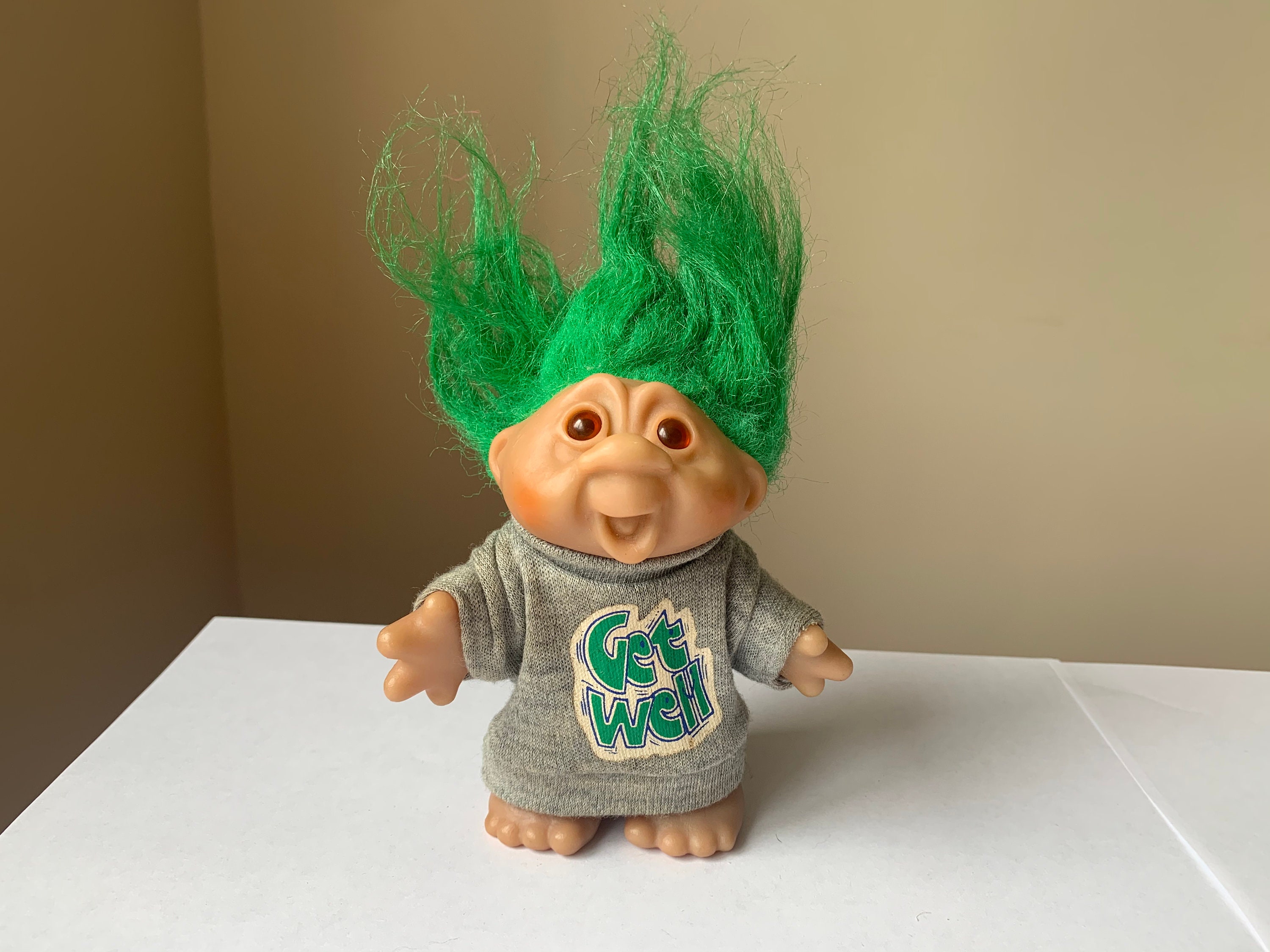 Vintage 1986 Dam Green Hair Troll in Get Well Grey Etsy