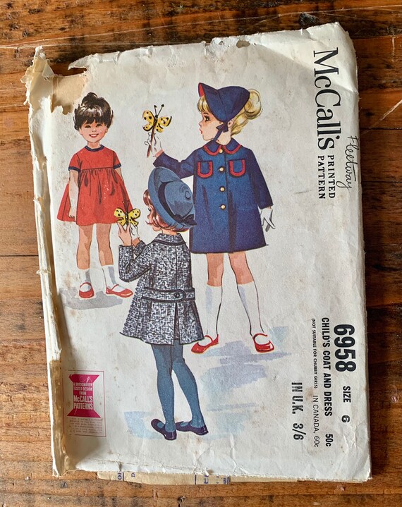 Vintage 1960s Mccalls Girl s Coat and Dress Pattern Size Age