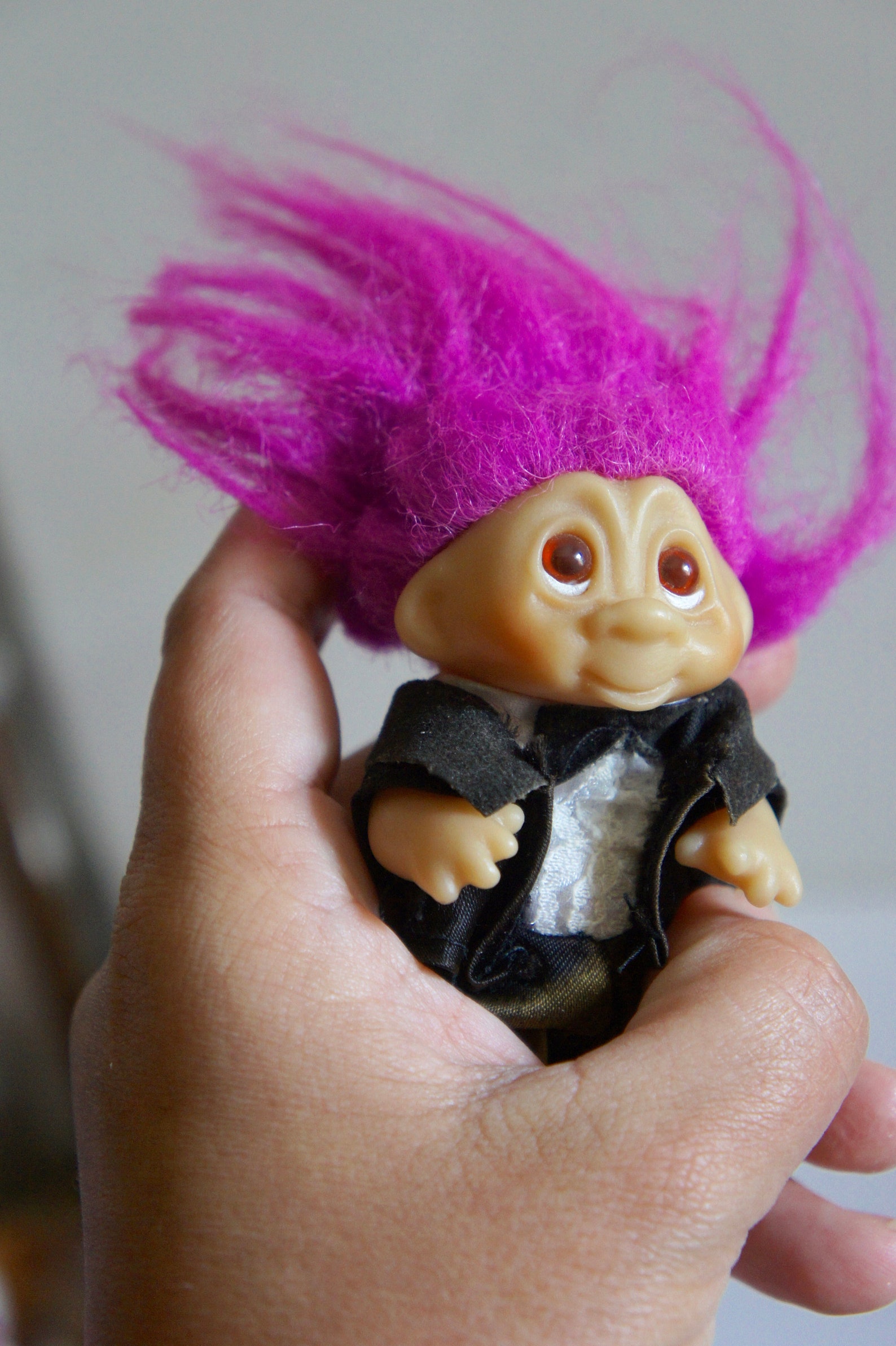 Vintage 1985 Dam Purple Hair Troll Doll in Green and Etsy