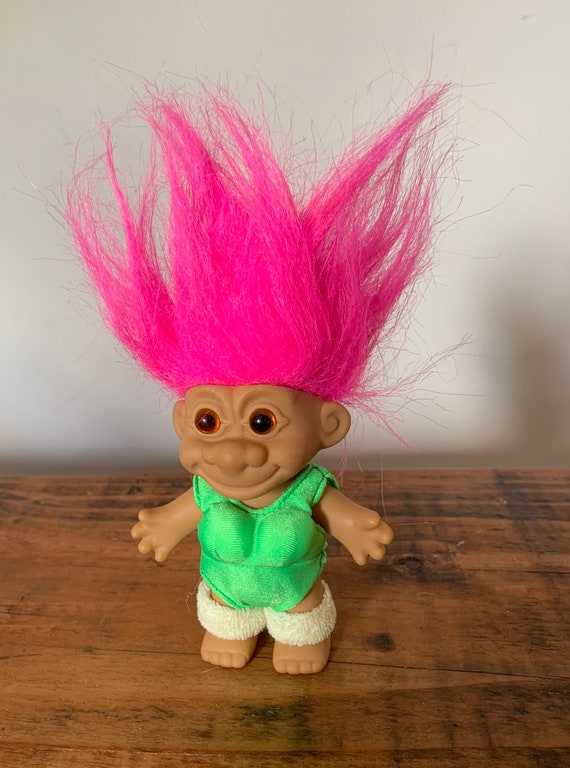 Vintage, 1980s, 1990s, Russ, Pink, Hair, Girl, Troll, Doll, Figure, In,  Work Out Costume, Leotard and Leg Warmers, Collectible, Toy, Display 