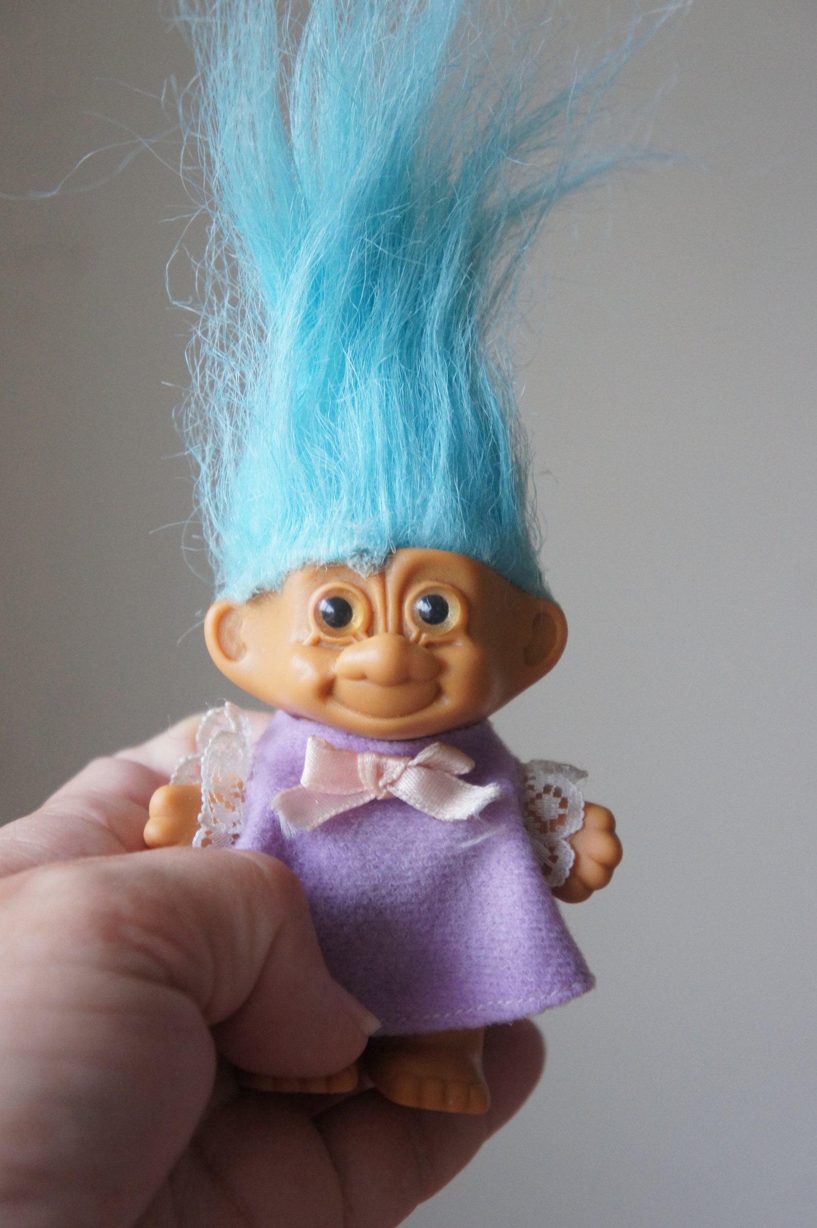 Vintage década de 1990 Pelo azul Troll Muñeca Vestido Etsy