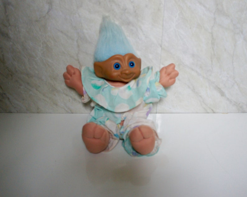 Vintage 1992 Ace Novelty Blue Hair Troll Doll - wide 4