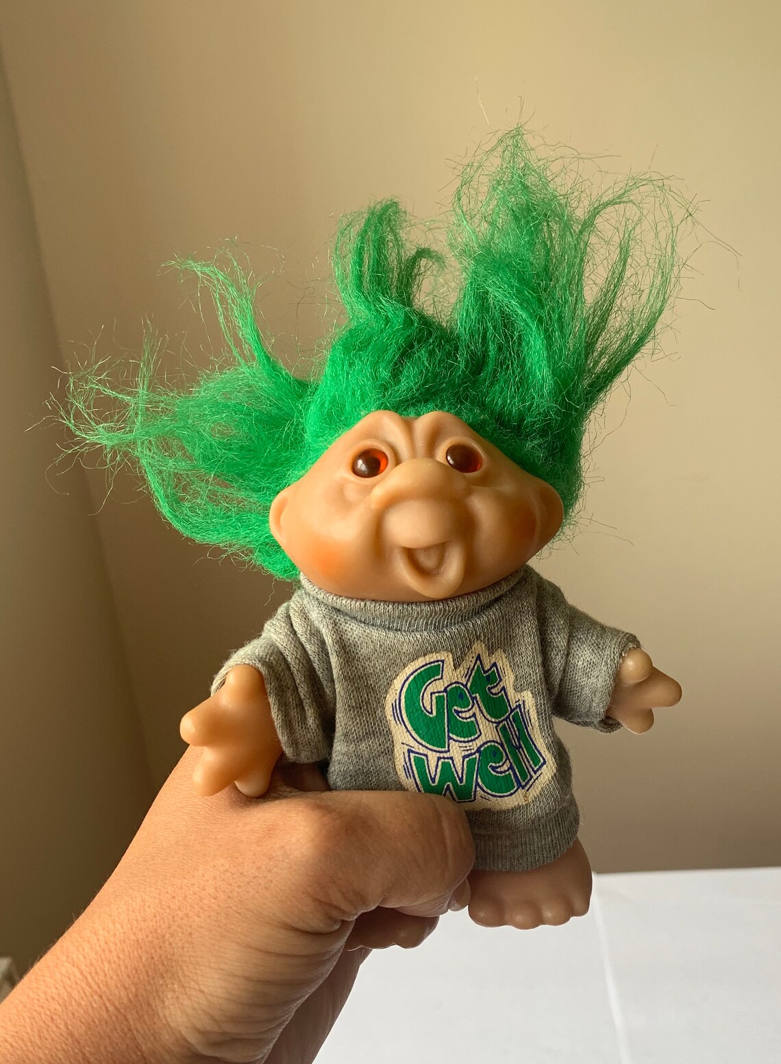 Vintage 1986 Dam Green Hair Troll in Get Well Grey Etsy