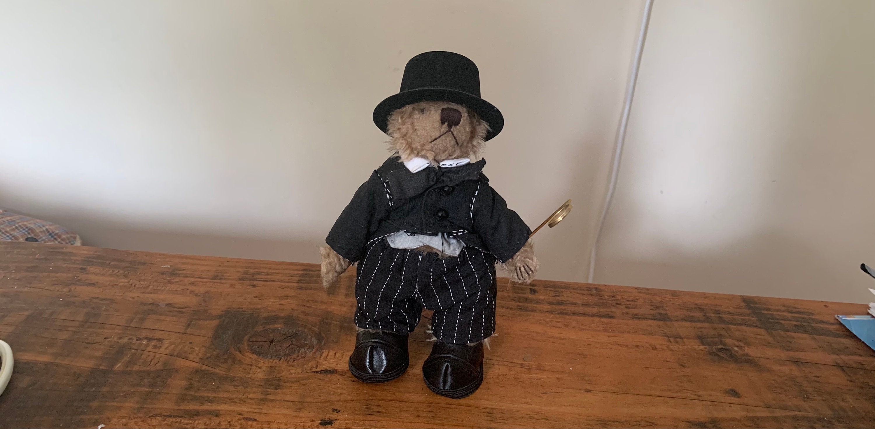 Vintage 1990s Soft Toy Teddy Bear With Outfit Suit Top Hat