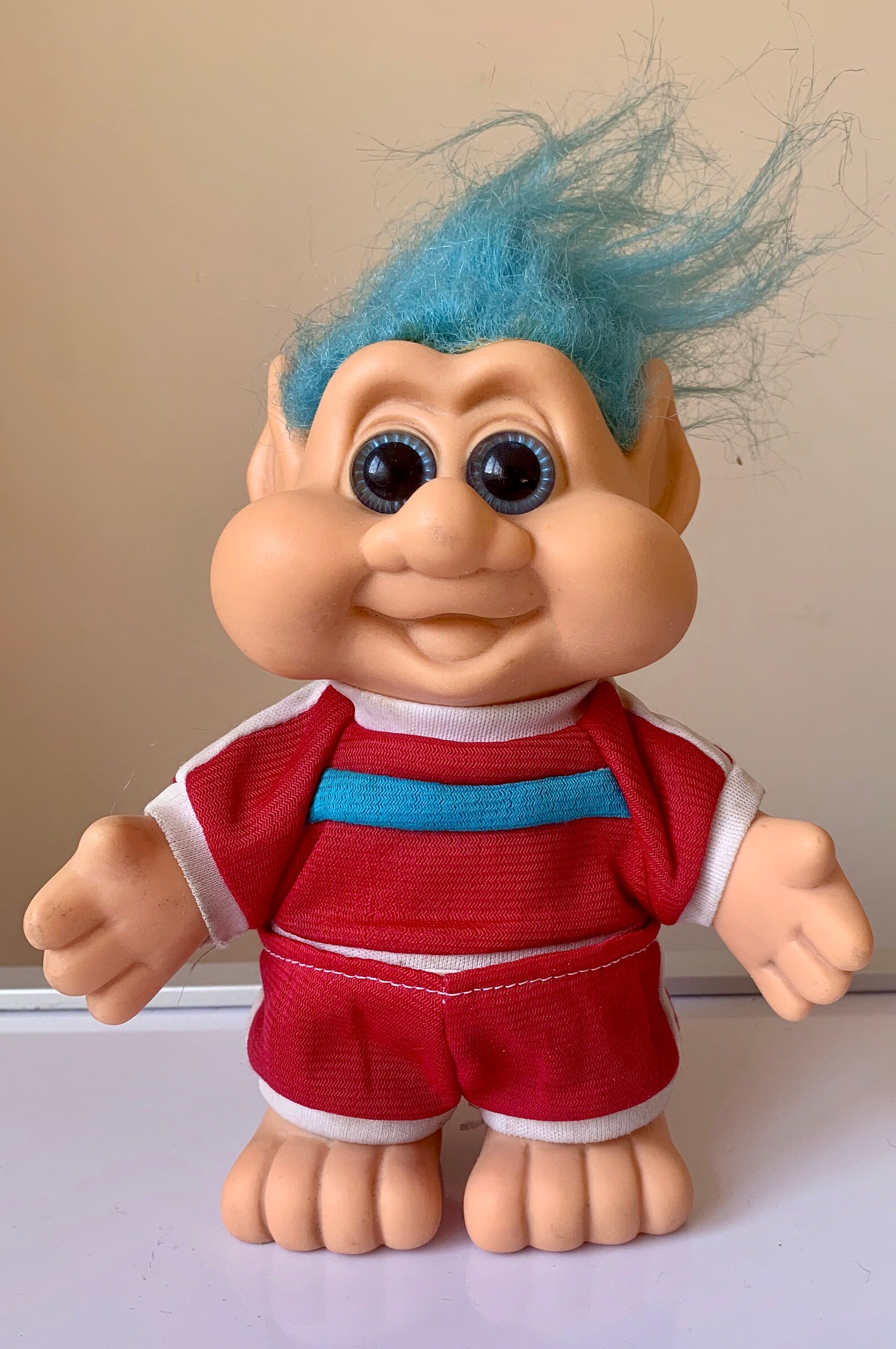 Vintage Large 1991 ITB Blue Hair Plastic Troll Doll Etsy