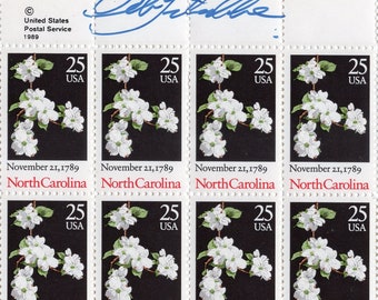 NORTH CAROLINA DOGWOOD White Blossoms Constitution Ratification Sheet of 50 signed by Designer Bob Timberlake Mint Stamps - FreeUSA Ship