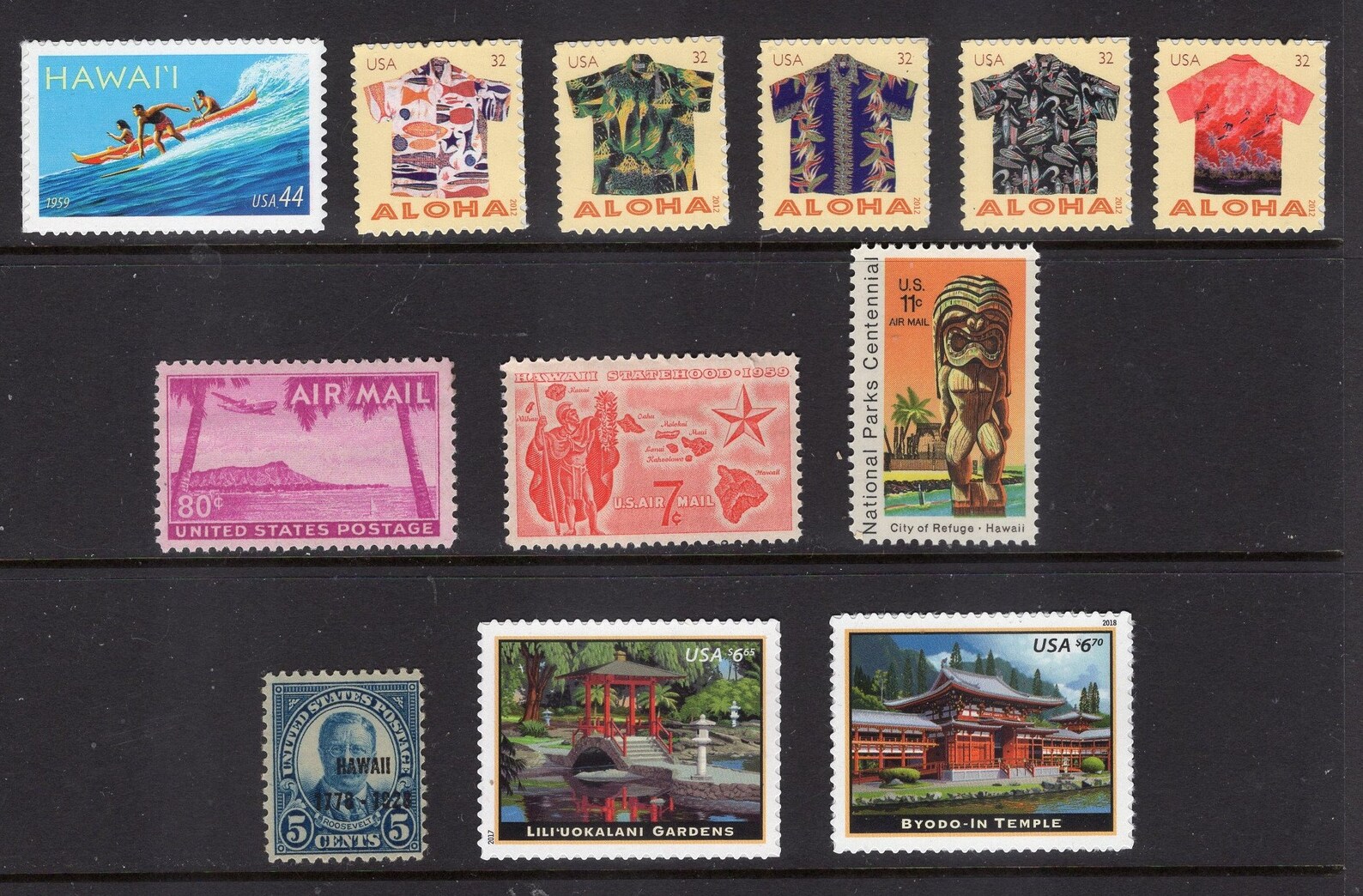 HAWAII 2 STAMP COLLECTION of 29 Stamps Inc 1 Sheet of 4 Usa Etsy