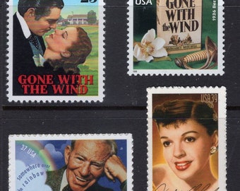 4 GONE WITH the WIND / Wizard of Oz Stamps "Somewhere Over the Rainbow" Unused Bright Usa Postage Stamps Quantity Available - FreeUSA Ship