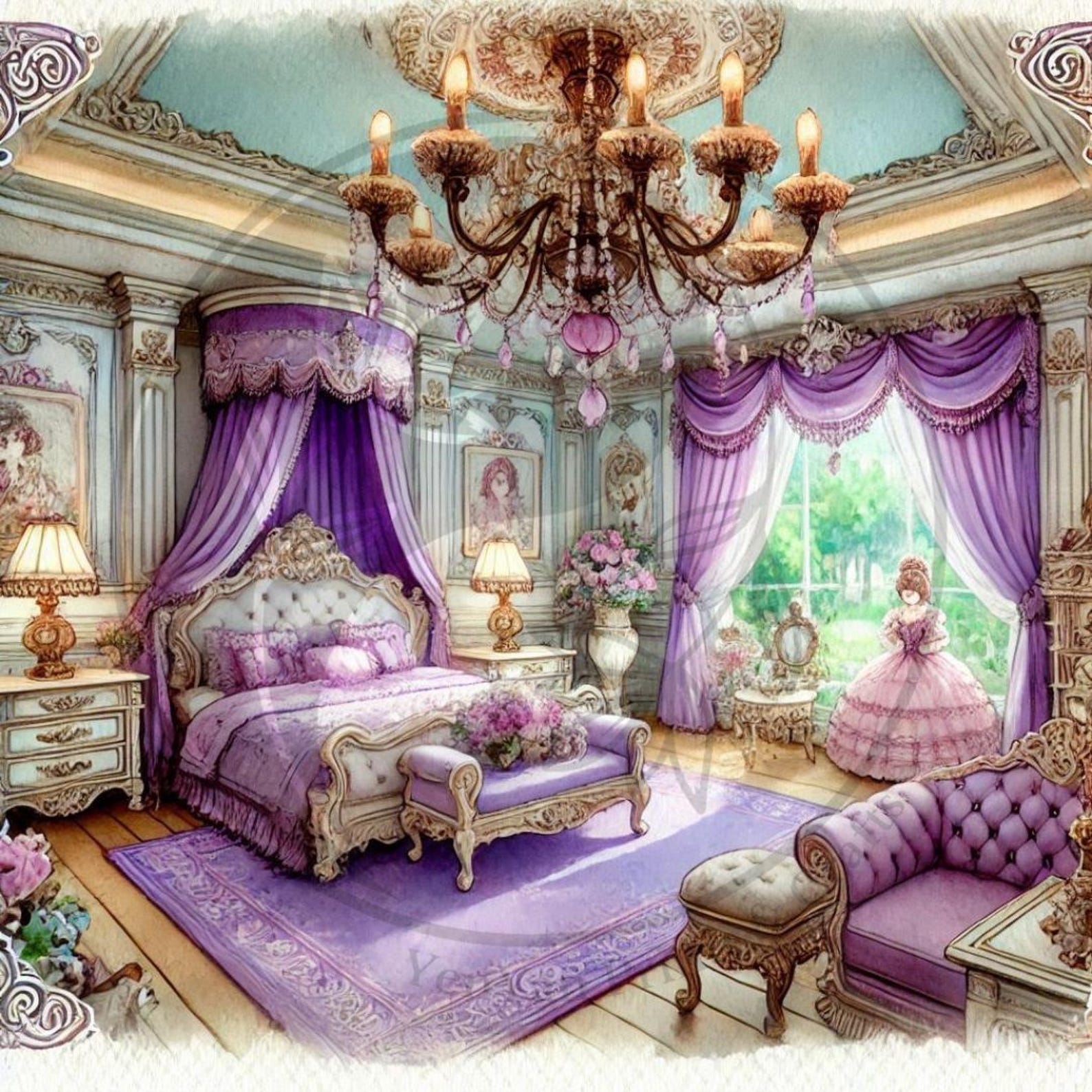 50 Victorian Bedroom Digital Art Printable Kit Instant Digital Download ...