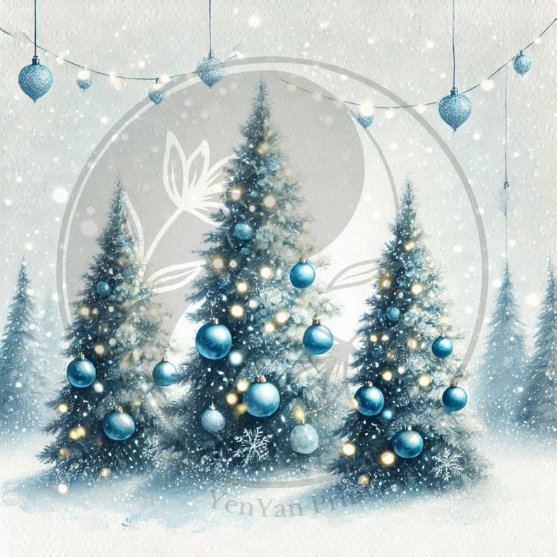 50 Christmas Trees Digital Images Digital Art Printable Kit Instant ...
