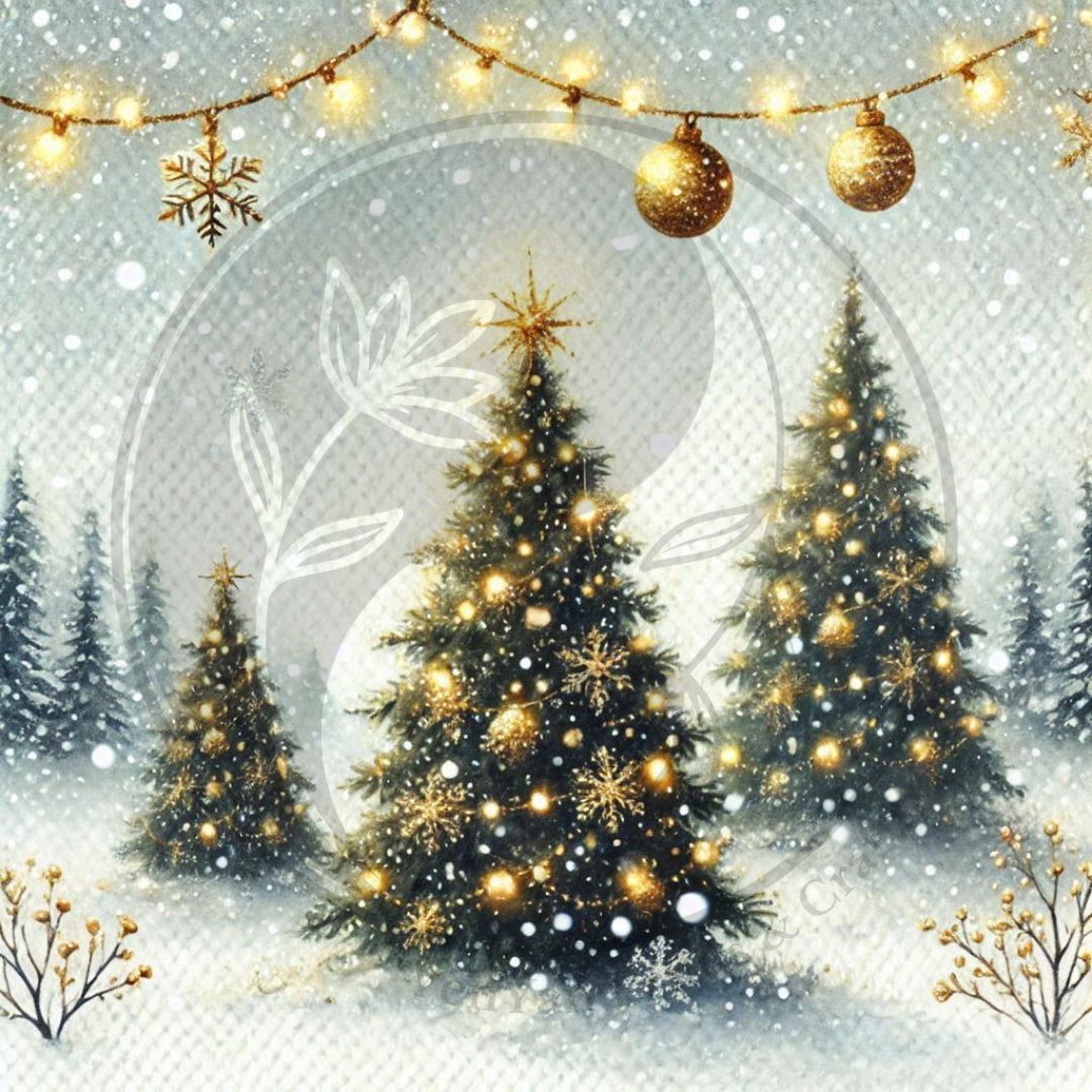 50 Christmas Trees Digital Images Digital Art Printable Kit Instant ...