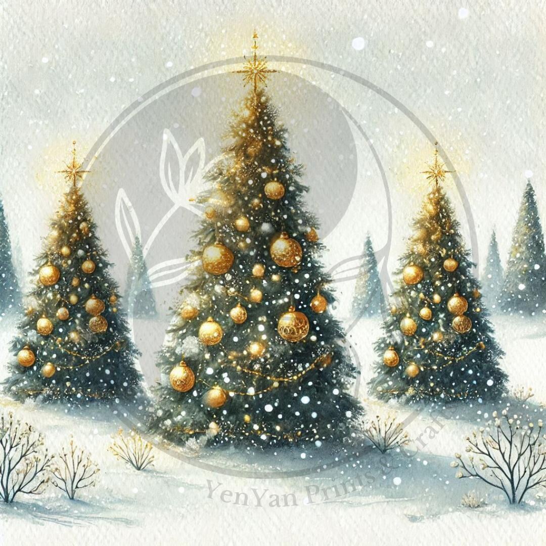 50 Christmas Trees Digital Images Digital Art Printable Kit Instant ...