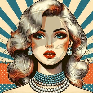 50 Kit de arte digital para impressão de mulheres com arte pop retrô Download digital instantâneo Imagens vintage Digitais Scrapbooking Diário Criação de cartões