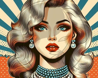 50 Retro Pop Art Women Digital Art Printable Kit Instant Digital Download Vintage Images Digitals Scrapbooking Journaling Card Making