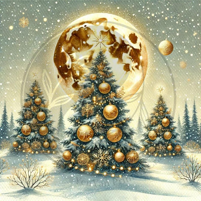 50 Christmas Trees Digital Images Digital Art Printable Kit Instant ...