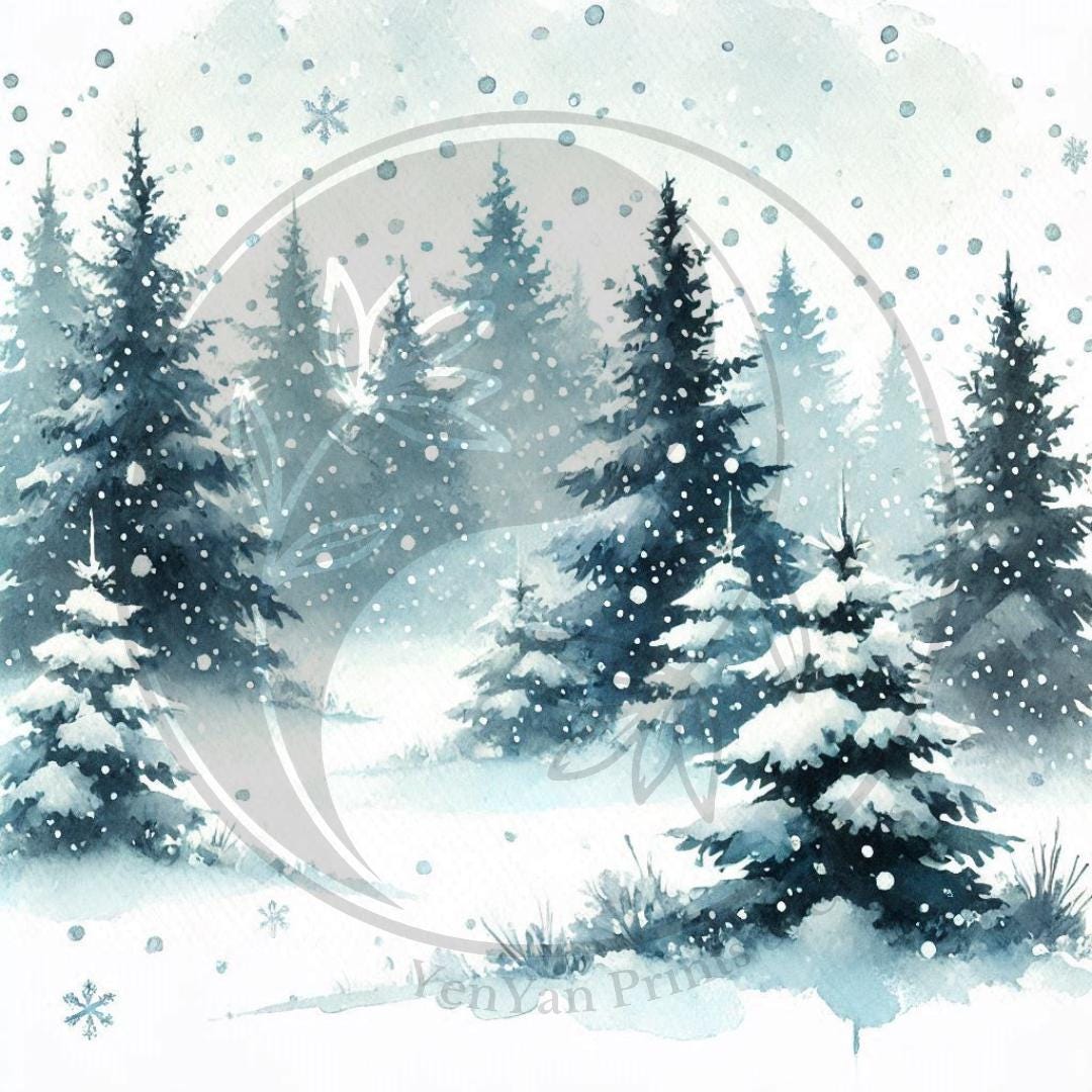 50 Christmas Trees Digital Images Digital Art Printable Kit Instant ...