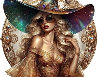 48 Celestial Witch Png Digital Art Printable Kit Instant Download Vintage Images Scrapbooking Journaling Card Making Stickers