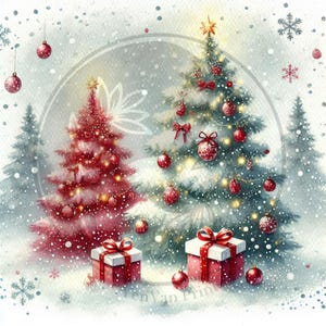 50 Christmas Trees Digital Images Digital Art Printable Kit Instant ...