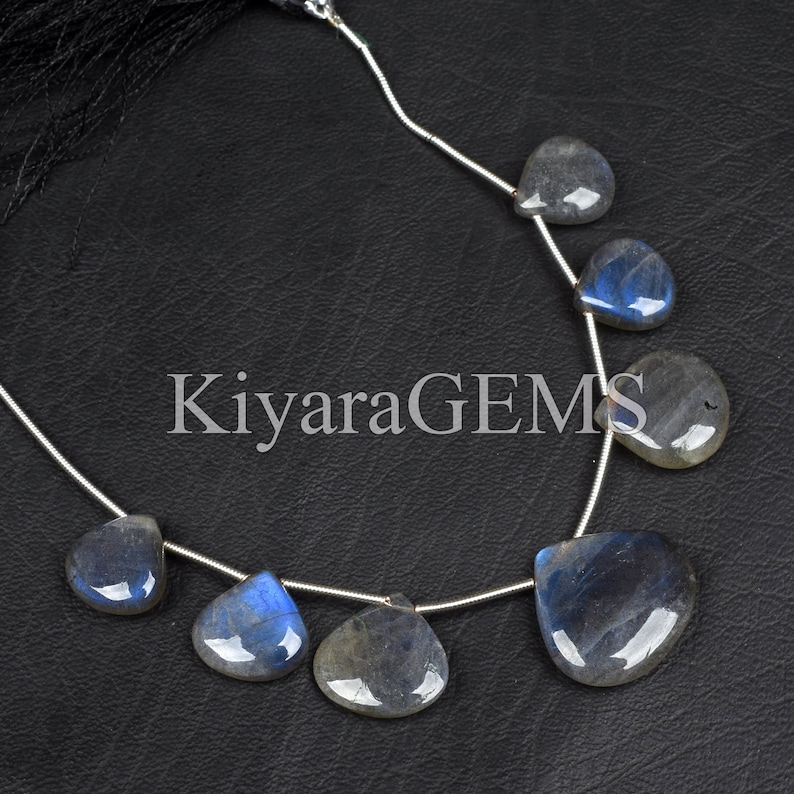 Blue Loose Beads Natural Fire Labradorite 7pcs Natural Blue Labradorite Beads 12-20mm Smooth Beads Heart Shape Beads Labradorite Beads