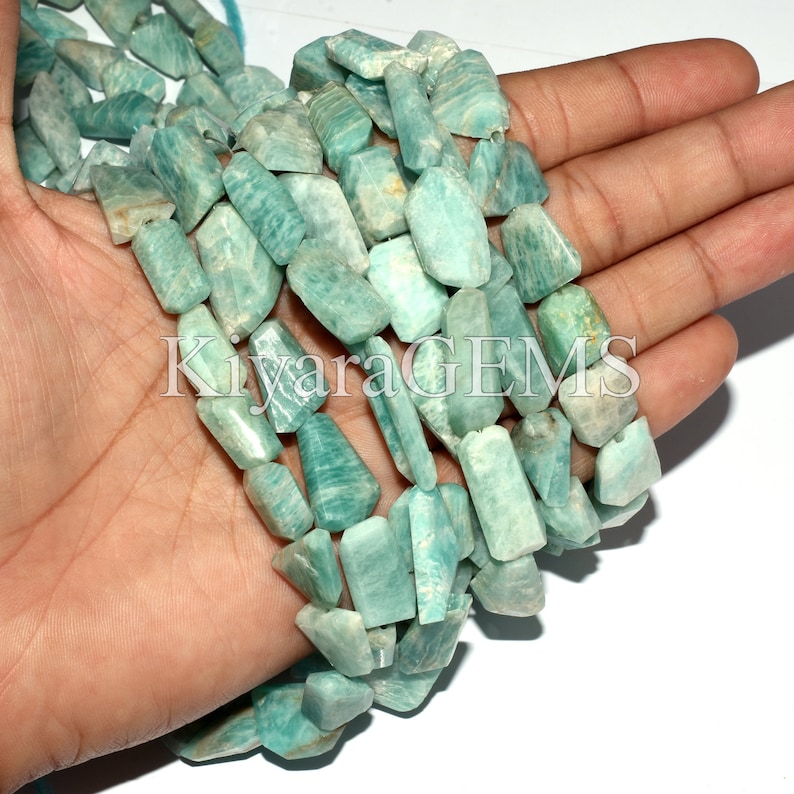 Nuggets Stone Natural Amazonite Nuggets Stone 10.2x13-10.2x22mm Smooth Nuggets AAA Quality Amazonite Gemstone Sky Blue Amazonite