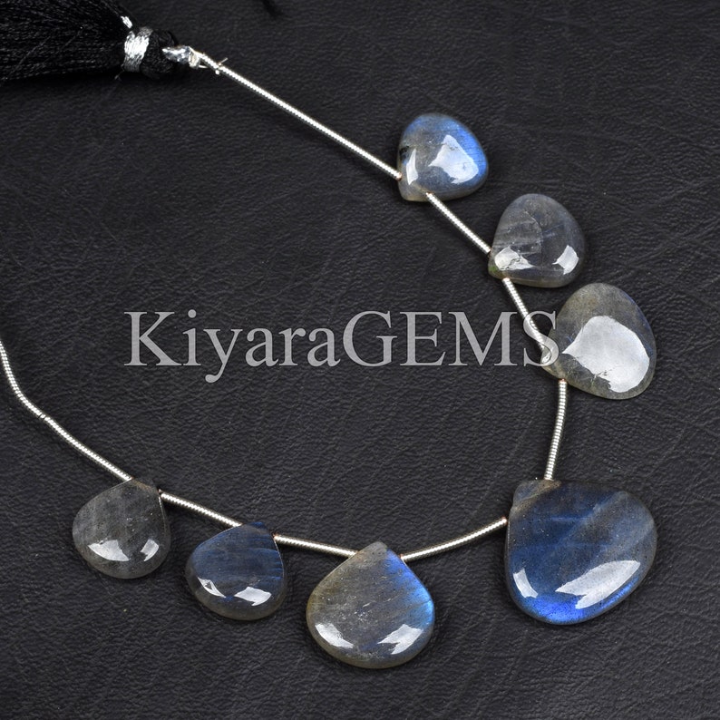 Blue Loose Beads Natural Fire Labradorite 7pcs Natural Blue Labradorite Beads 12-20mm Smooth Beads Heart Shape Beads Labradorite Beads